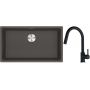 Franke Maris MRG 110-72 zlewozmywak granitowy 75,3x43,3 cm szary/grafitowy/onyx z baterią kuchenną Lina onyx (1250716377, 1150626055) zdj.1