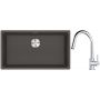 Franke Maris MRG 110-72 zlewozmywak granitowy 75,3x43,3 cm szary/grafitowy/onyx  z baterią kuchenną Lina chrom (1250716377, 1150693229) zdj.1