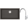 Franke Maris MRG 110-72 zlewozmywak granitowy 75,3x43,3 cm szary/grafitowy/onyx z baterią kuchenną Lina chrom (1250716377, 1150693228) zdj.1