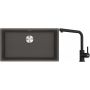 Franke Maris MRG 110-72 zlewozmywak granitowy 75,3x43,3 cm szary/grafitowy/onyx z baterią kuchenną Lina czarny mat (1250716377, 1150712435) zdj.1