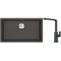 Franke Maris MRG 110-72 zlewozmywak granitowy 75,3x43,3 cm szary/grafitowy/onyx z baterią kuchenną Mythos czarna stal szlachetna (1250716377, 1150550441) zdj.1