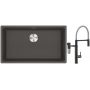 Franke Maris MRG 110-72 zlewozmywak granitowy 75,3x43,3 cm szary/grafitowy/onyx z baterią kuchenną Vital Semi-Pro czarny mat/stal (1250716377, 1200621313) zdj.1
