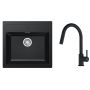 Zestaw Franke Sirius zlewozmywak granitowy 56x53 cm z baterią kuchenną Lina Pull-Out onyx/ czarny mat (1140205049, 1150626053) zdj.1