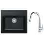 Zestaw Franke Sirius zlewozmywak granitowy 56x53 cm z baterią kuchenną Lina Pull-Out onyx/chrom (1140205049, 1150693229) zdj.1