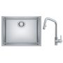 Zestaw Franke Maris zlewozmywak stalowy 50x40 cm z baterią kuchenną Kubus Pull-Out jedwab/stal (1220543996, 1150529207) zdj.1