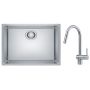 Zestaw Franke Maris zlewozmywak stalowy 50x40 cm z baterią kuchenną Leda Neo Pull-Out jedwab/ stal (1220543996, 1150590047) zdj.1
