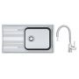 Zestaw Franke Smart  zlewozmywak stalowy 86x50 cm z baterią kuchenną Zumba  len/chrom-szary (1010368324, BZA4S) zdj.1