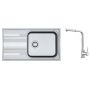 Zestaw Franke Smart zlewozmywak stalowy 86x50 cm z baterią kuchenną Sirius Side len/chrom (1010368324, 1150668280) zdj.1