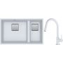 Franke Kanon KNG 120 zlewozmywak 76x46 cm Fragranite biały polarny z baterią kuchenną Lina Pull-Out biały polarny (1250528638, 1150626081) zdj.1