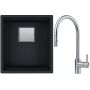 Franke Kanon KNG 110-37 zlewozmywak 37x42 cm z Fragranite czarny mat z baterią kuchenną Eos Neo stal szlachetna (1250633001, 1150590045) zdj.1