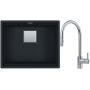 Franke Kanon KNG 110-52 zlewozmywak 52x42 cm Fragranite czarny mat z baterią kuchenną Eos Neo stal szlachetna (1250633002, 1150590045) zdj.1