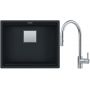 Franke Kanon KNG 110-62 zlewozmywak 62x42 cm Fragranite czarny mat z baterią kuchenną Eos Neo stal szlachetna (1250633003, 1150590045) zdj.1