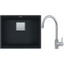 Franke Kanon KNG 110-62 zlewozmywak 62x42 cm Fragranite czarny mat z baterią kuchenną Eos Neo stal szlachetna (1250633003, 1150590044) zdj.1