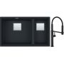 Franke Kanon KNG 120 zlewozmywak 76x46 cm Fragranite czarny mat z baterią kuchenną Pescara 360 czarny mat (1250633004, 1150545136) zdj.1