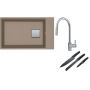 Franke Kanon KNG 110-62 zlewozmywak 62x42 cm Fragranite cappuccino z baterią kuchenną Eos Neo stal szlachetna i zestawem noży kuchennych (1250528621, 1150590045, 1120545792) zdj.1