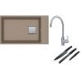 Franke Kanon KNG 110-62 zlewozmywak 62x42 cm Fragranite cappuccino z baterią kuchenną Eos Neo stal szlachetna i zestawem noży kuchennych (1250528621, 1150590044, 1120545792) zdj.1