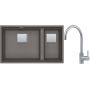 Franke Kanon KNG 120 zlewozmywak 76x46 cm Fragranite kamienny szary z baterią kuchenną Eos Neo stal szlachetna (1250528639, 1150590044) zdj.1