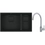 Franke Kanon KNG 160-46-21 zlewozmywak granitowy 76x46 cm czarny mat z baterią kuchenną Eos Neo stal szlachetna (1250721162, 1150590044) zdj.1