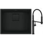 Franke Kanon KNG 110-52 zlewozmywak 56x46 cm Fragranite czarny mat z baterią kuchenną Pescara 360 czarny mat (1250721150, 1150545136) zdj.1