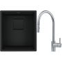 Franke Kanon KNG 110-37 zlewozmywak granitowy 46x41 cm czarny mat z baterią kuchenną Eos Neo stal szlachetna (1250721149, 1150590045) zdj.1