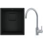 Franke Kanon KNG 110-37 zlewozmywak granitowy 46x41 cm czarny mat z baterią kuchenną Eos Neo stal szlachetna (1250721149, 1150590044) zdj.1