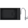 Franke Kanon KNG 110-62 zlewozmywak granitowy 76x46 cm czarny z baterią kuchenną Eos Neo stal szlachetna (1250721161, 1150590045) zdj.1