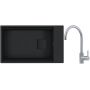 Franke Kanon KNG 110-62 zlewozmywak granitowy 76x46 cm czarny z baterią kuchenną Eos Neo stal szlachetna (1250721161, 1150590044) zdj.1