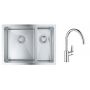 Zestaw Grohe K700 zlewozmywak stalowy 59,5x45 cm satyna z baterią kuchenną Start Edge chrom (31577SD1, 30529001) zdj.1