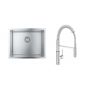 Zestaw Grohe K700 zlewozmywak stalowy 55x45 cm i bateria kuchenna Get chrom (31726SD0, 30361000) zdj.1