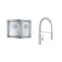 Zestaw Grohe K700 zlewozmywak stalowy 59,5x45 cm i bateria kuchenna Get chrom (31577SD1, 30361000) zdj.1