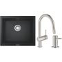 Zestaw Grohe K700 zlewozmywak granitowy 53,3x45,7 cm z baterią kuchenną Minta i dozownikiem Cosmopolitan (31654AP0, 32321DC2, 40535DC0) zdj.1