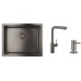 Zestaw Grohe K700U zlewozmywak stalowy Brushed Hard Graphite z baterią kuchenną Essence i dozownikiem płynów Cosmopolitan (31574AL1, 30270AL0, 40535AL0) zdj.1