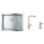 Zestaw Grohe K700 zlewozmywak stalowy satyna z baterią kuchenną Essnce stal i dozownikiem płynów Cosmopolitan (31574SD1, 30270DC0, 40535DC0) zdj.1