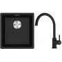 Franke Maris MRG 110-37 zlewozmywak 40x37 cm Fragranite onyx z baterią kuchenną Lina czarny mat (1250687249, 1150626019) zdj.1