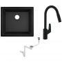 Zestaw Hansgrohe S510-U450 zlewozmywak granitowy czarny z baterią kuchenną i syfon (43431170, 31815670, 43927000) zdj.1