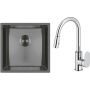 Zestaw Oltens Stalvask zlewozmywak stalowy 44x44 cm z baterią kuchenną Lista czarny/chrom (71100300, 35202100) zdj.1
