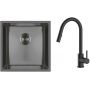 Zestaw Oltens Stalvask zlewozmywak stalowy 44x44 cm z baterią kuchenną Litla czarny/czarny mat (71100300, 35204300) zdj.1