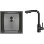 Zestaw Oltens Stalvask zlewozmywak stalowy 44x44 cm z baterią kuchenną Myvat czarny/czarny mat (71100300, 35205300) zdj.1