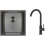 Zestaw Oltens Stalvask zlewozmywak stalowy 44x44 cm z baterią kuchenną Skafta czarny/czarny mat (71100300, 35206300) zdj.1