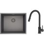Zestaw Oltens Stalvask zlewozmywak stalowy 54x44 cm z baterią kuchenną Litla czarny/czarny mat (71101300, 35204300) zdj.1