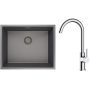 Zestaw Oltens Stalvask zlewozmywak stalowy 54x44 cm z baterią kuchenną Skafta czarny/chrom (71101300, 35206100) zdj.1