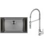 Zestaw Oltens Stalvask zlewozmywak stalowy 76x44 cm z baterią kuchenną Duf czarny/chrom (71102300, 35203100) zdj.1