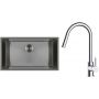 Zestaw Oltens Stalvask zlewozmywak stalowy 76x44 cm z baterią kuchenną Litla czarny/chrom (71102300, 35204100) zdj.1