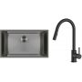 Zestaw Oltens Stalvask zlewozmywak stalowy 76x44 cm z baterią kuchenną Litla czarny/czarny mat (71102300, 35204300) zdj.1