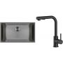Zestaw Oltens Stalvask zlewozmywak stalowy 76x44 cm z baterią kuchenną Myvat czarny/czarny mat (71102300, 35205300) zdj.1