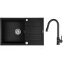 Zestaw Pyramis Naxos zlewozmywak granitowy 79x50 cm z baterią kuchenną Oltens Litla czarny mat (070174301, 35204300) zdj.1