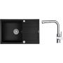 Zestaw Pyramis Naxos zlewozmywak granitowy 79x50 cm z baterią kuchenną Oltens Myvat czarny mat/chrom (070174301, 35205100) zdj.1