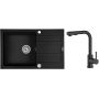 Zestaw Pyramis Naxos zlewozmywak granitowy 79x50 cm z baterią kuchenną Oltens Myvat czarny mat (070174301, 35205300) zdj.1