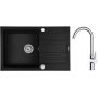Zestaw Pyramis Naxos zlewozmywak granitowy 79x50 cm z baterią kuchenną Oltens Skafta czarny mat/chrom (070174301, 35206100) zdj.1
