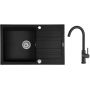 Zestaw Pyramis Naxos zlewozmywak granitowy 79x50 cm z baterią kuchenną Oltens Skafta czarny mat (070174301, 35206300) zdj.1